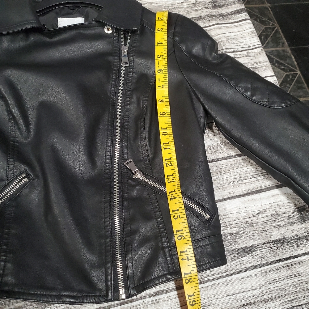 Candie's black faux leather moto jacket coat xs - Picture 13 of 14